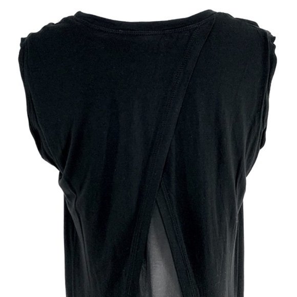 BCBGMAXAZRIA / Black Tank Top Sheer Panel / Medium - Picture 4 of 7
